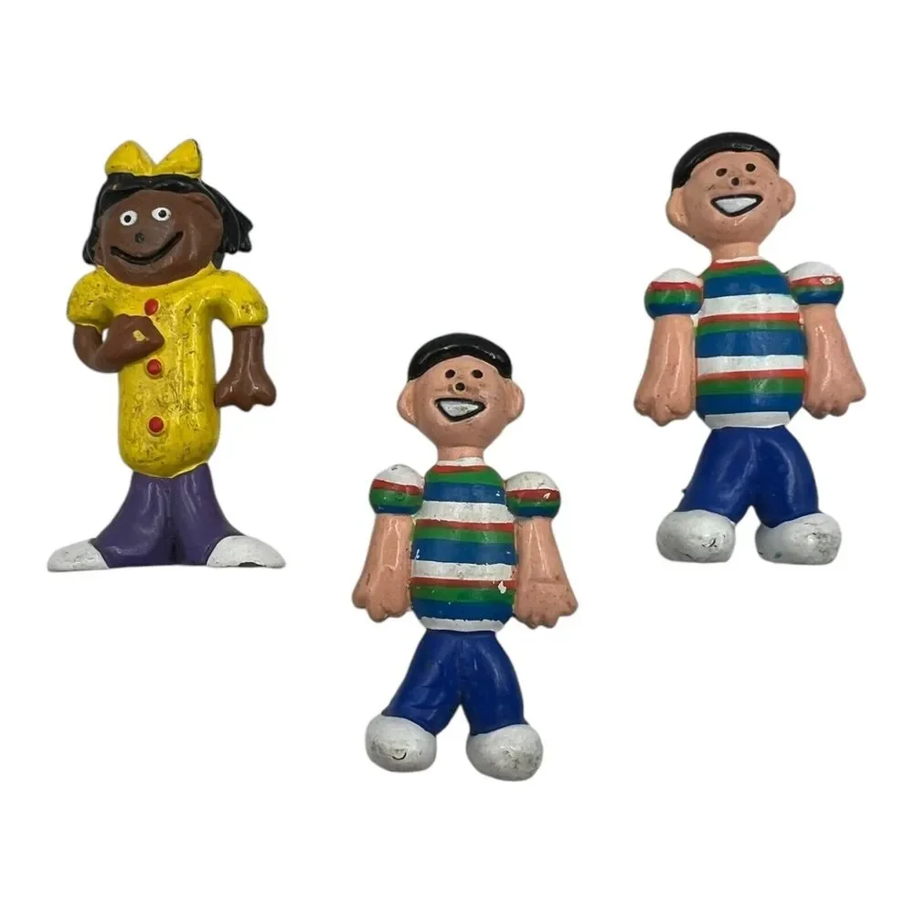 3 Vtg Lakeshore Pretend Play Learning Mini Figures People Dark Skin Twins LOT